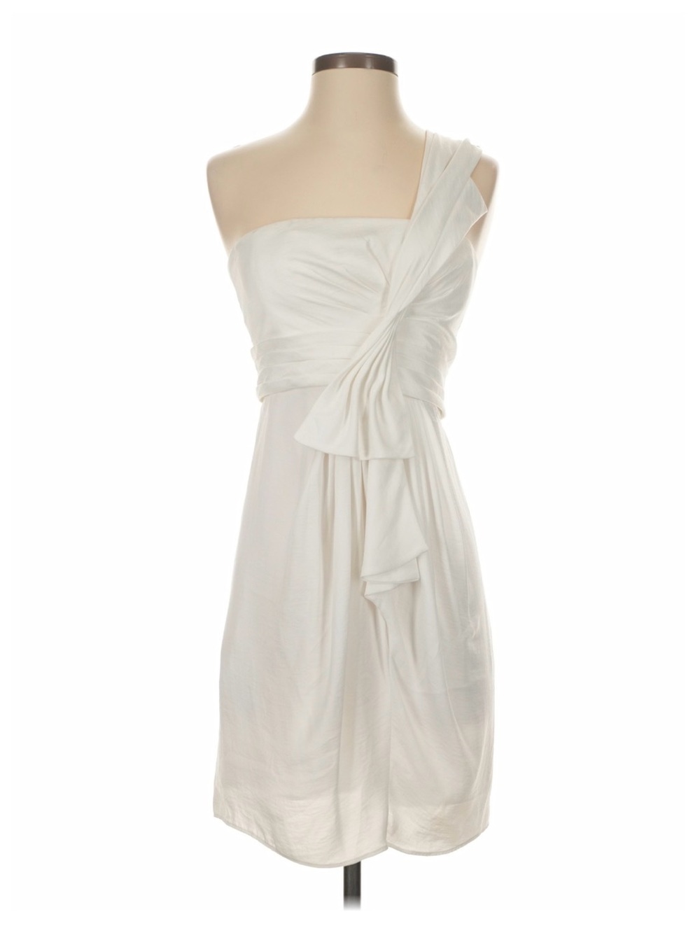 BCBGMaxAzria One-Shoulder Cream Draped Cocktail Dress